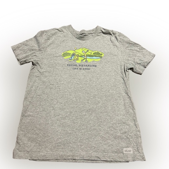 Men’s Life is Good Social Distancing Golf T-shirt - Picture 1 of 4